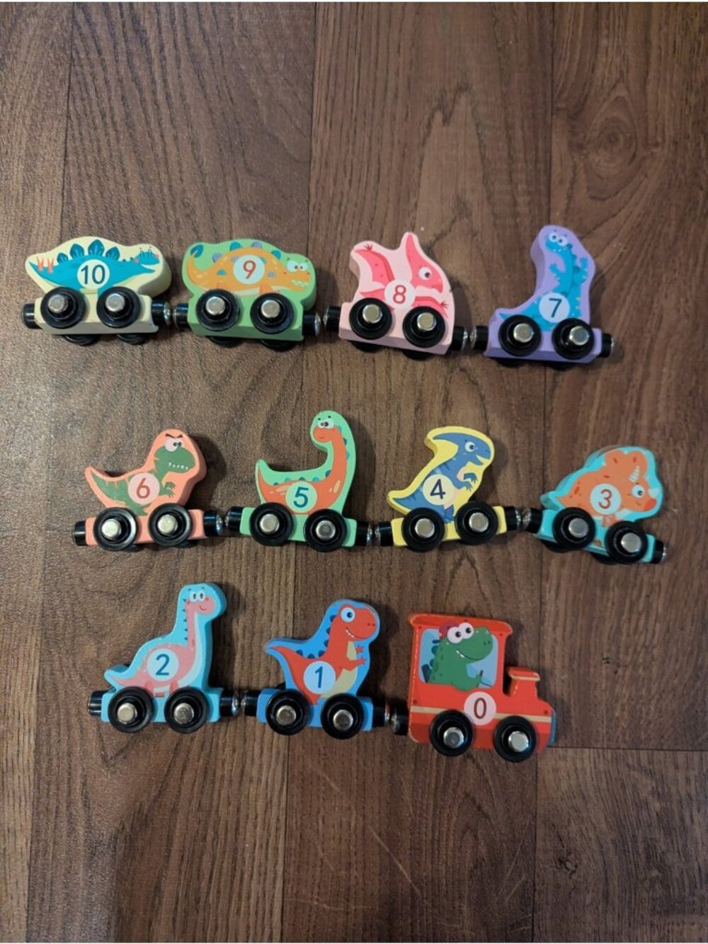 Wooden Magnetic Train Set Of 11 Pieces- 0-10 Numbers Animals Train Car Kids